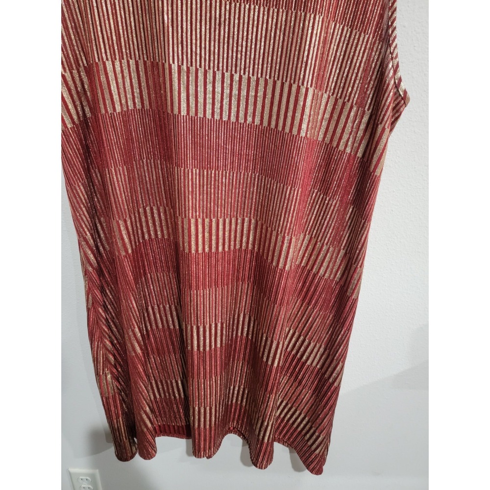 Espresso Women's 3X Red Gold Glitter Stripe A Line Shift Dress‎ Sleeveless - Picture 3 of 8